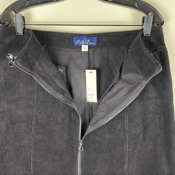 Blue Rain: Francesca's Velvet Zipper Front Pocket Ribbed Mini Skirt Black (NWT) - Picture 3 of 6